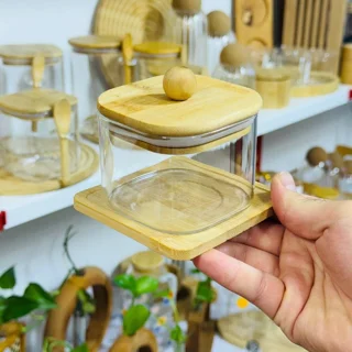 قندان مربع پیرکس برند دلی سوگا سایز بزرگ ۶×۸ سانت